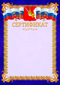 Шаблон официального сертификата №7 c гербом Вологодской области