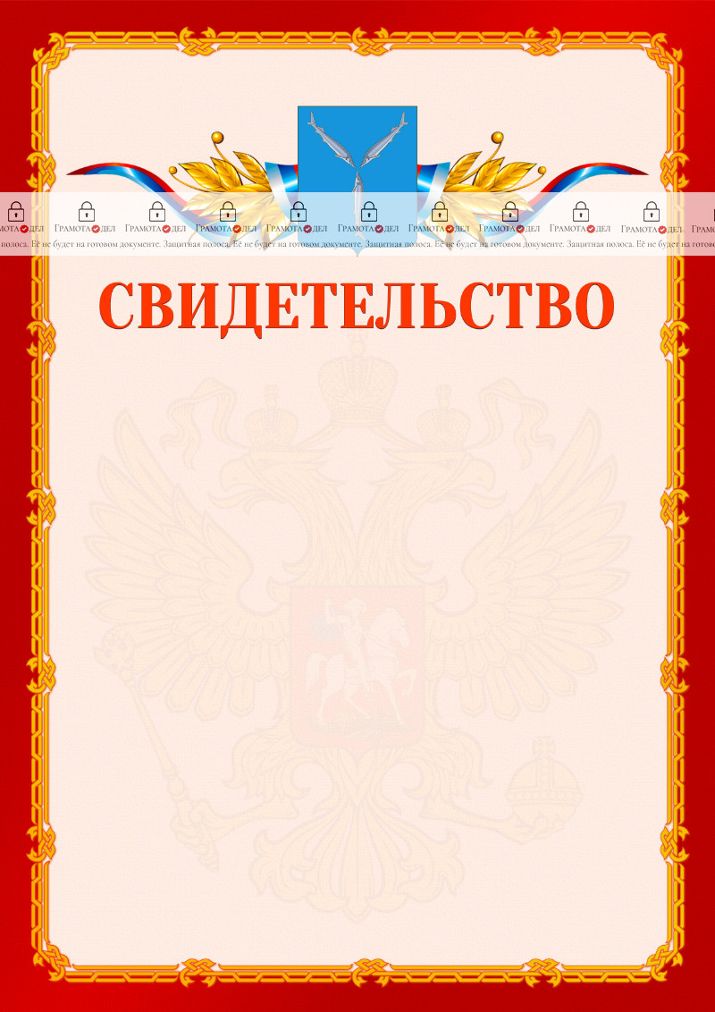 Шаблон официальнго свидетельства №2 c гербом Саратова