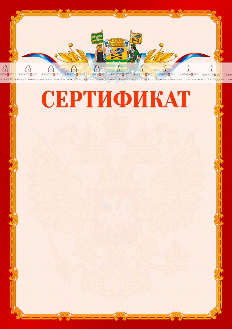 Шаблон официальнго сертификата №2 c гербом Петрозаводска
