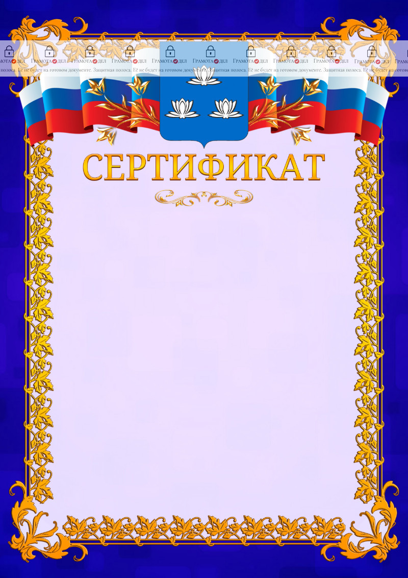 Шаблон официального сертификата №7 c гербом Новокуйбышевска