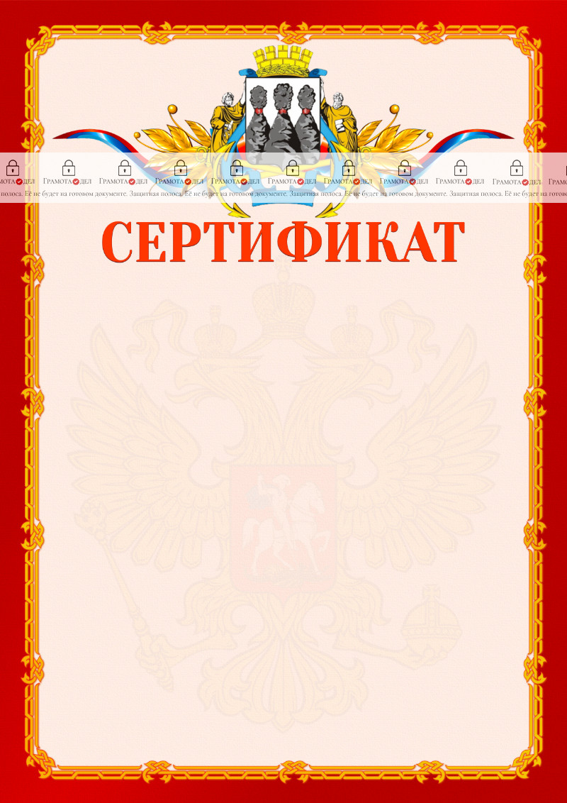 Шаблон официальнго сертификата №2 c гербом Петропавловск-Камчатского