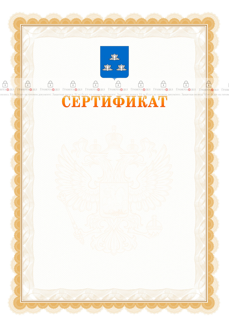 Шаблон официального сертификата №17 c гербом Новокуйбышевска