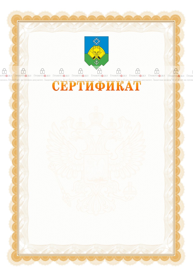 Шаблон официального сертификата №17 c гербом Сыктывкара