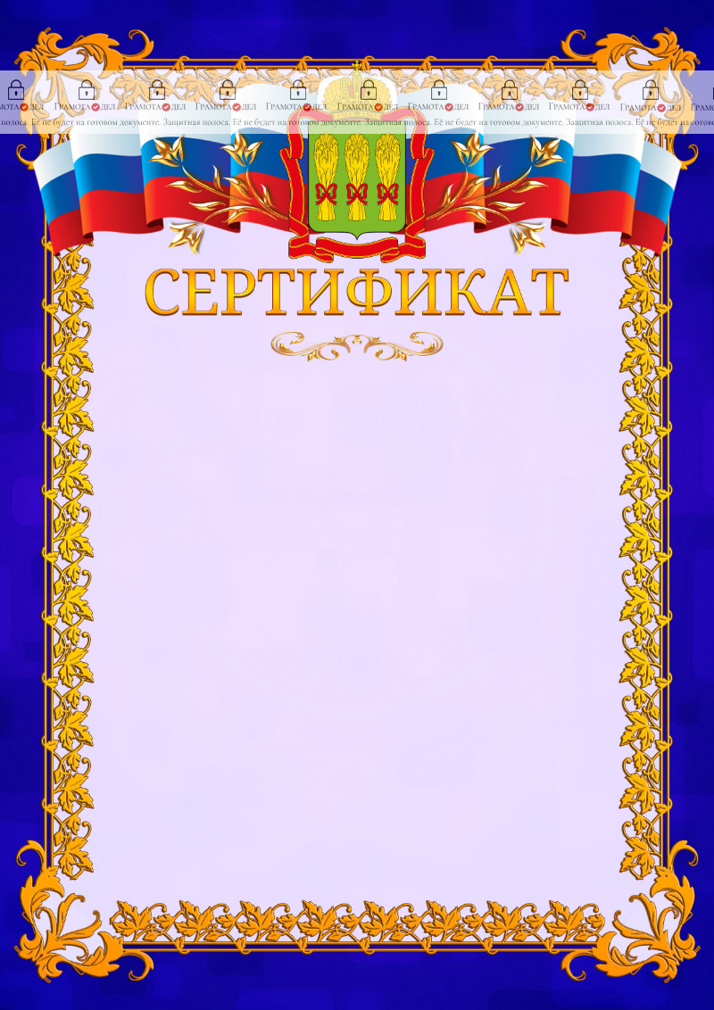 Шаблон официального сертификата №7 c гербом Пензенской области