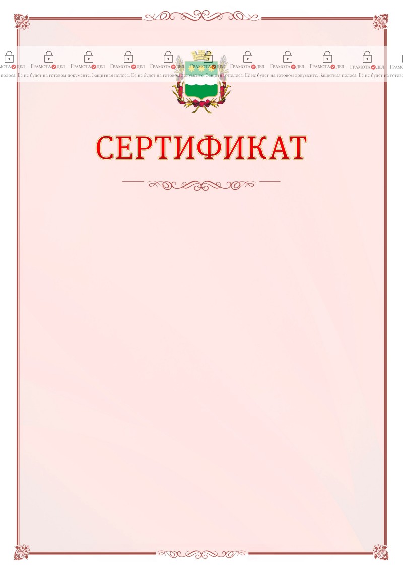 Шаблон официального сертификата №16 c гербом Благовещенска