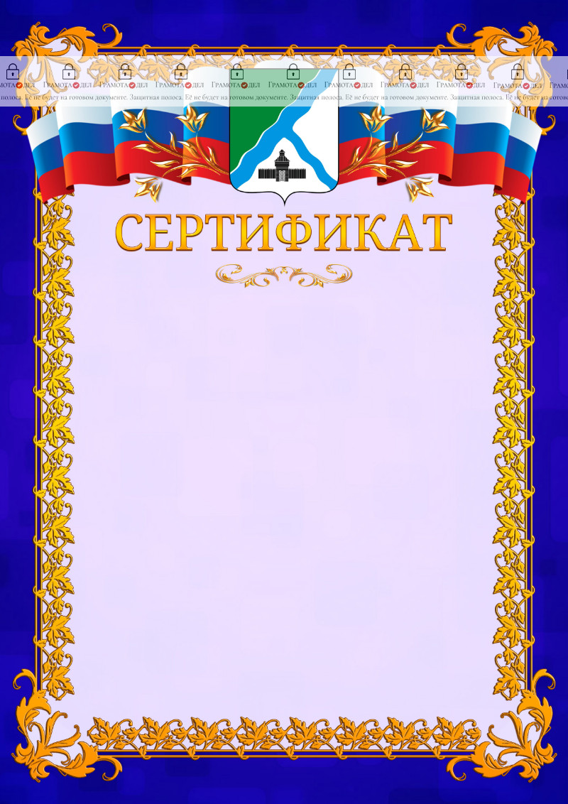 Шаблон официального сертификата №7 c гербом Бердска