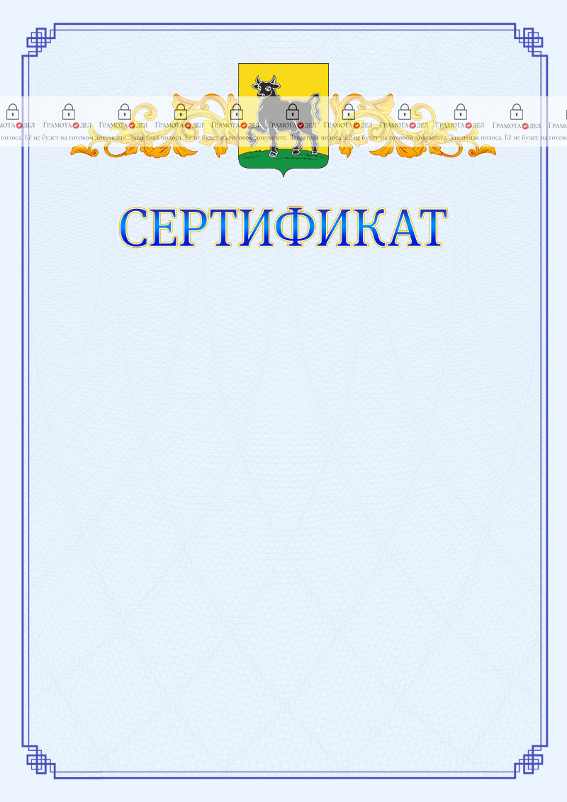 Шаблон официального сертификата №15 c гербом Сызрани