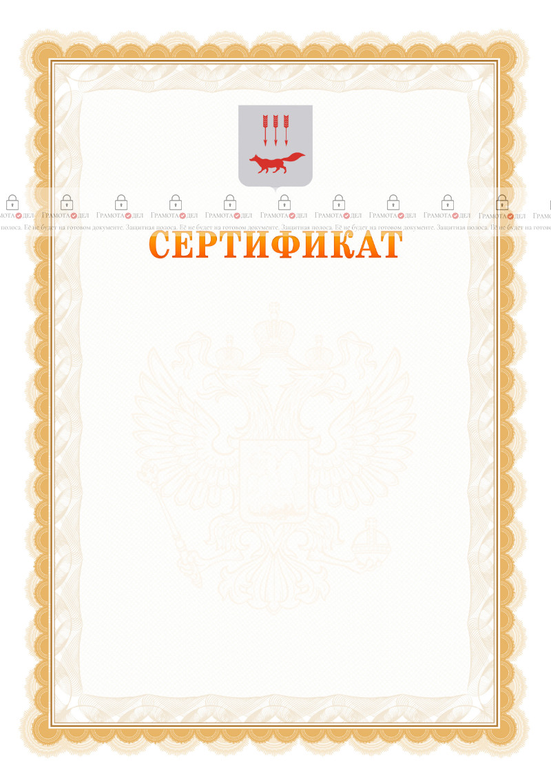 Шаблон официального сертификата №17 c гербом Саранска