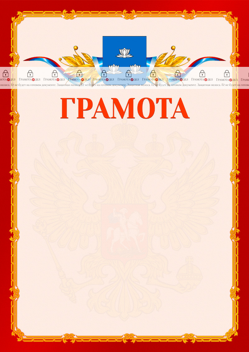 Шаблон официальной грамоты №2 c гербом Новокуйбышевска