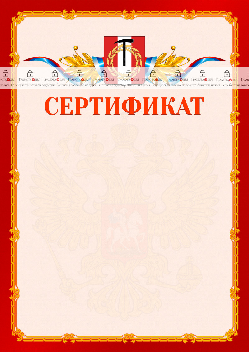 Шаблон официальнго сертификата №2 c гербом Копейска