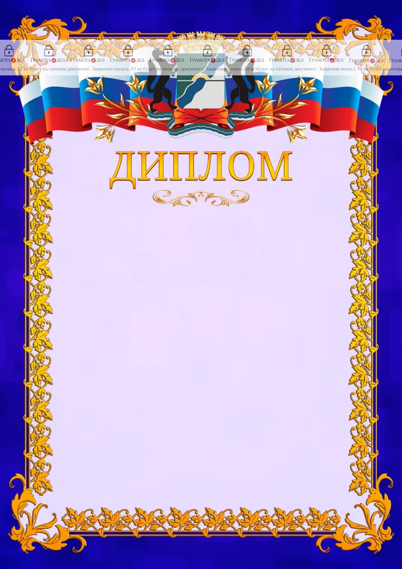 Шаблон официального диплома №7 c гербом Новосибирска