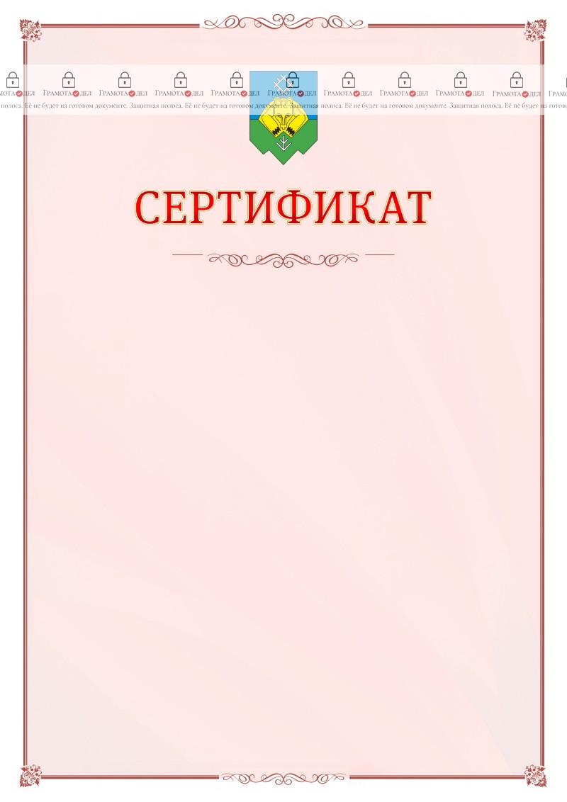 Шаблон официального сертификата №16 c гербом Сыктывкара