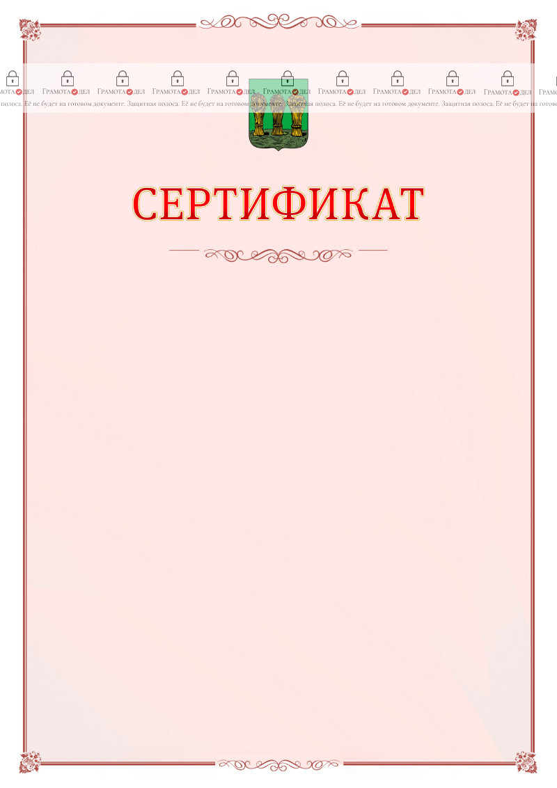 Шаблон официального сертификата №16 c гербом Пензы