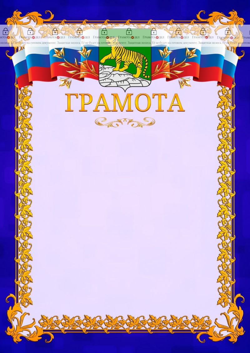 Шаблон официальной грамоты №7 c гербом Владивостока