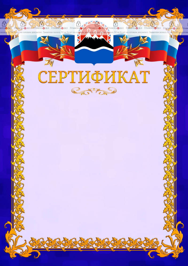 Шаблон официального сертификата №7 c гербом Камчатского края
