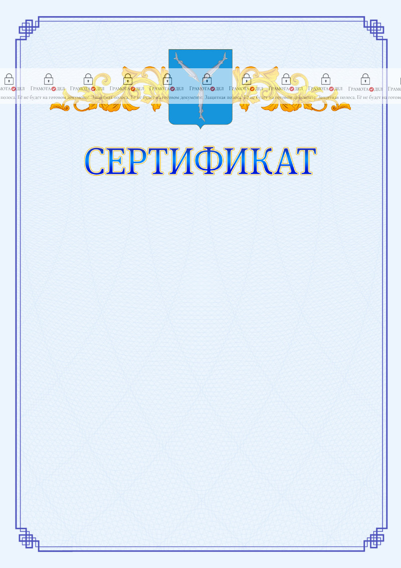 Шаблон официального сертификата №15 c гербом Саратова