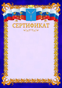 Шаблон официального сертификата №7 c гербом Саратовской области
