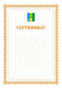 Шаблон официального сертификата №17 c гербом Нижнекамска