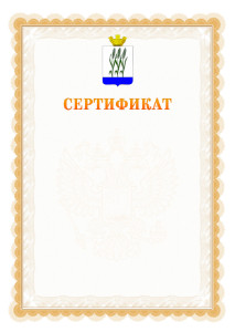 Шаблон официального сертификата №17 c гербом Камышина