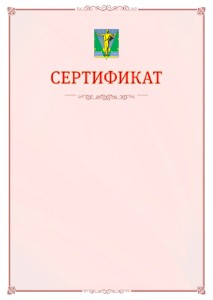 Шаблон официального сертификата №16 c гербом Комсомольска-на-Амуре