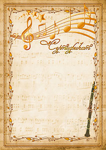 Шаблон музыкального сертификата "Кларнет" 