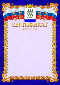 Шаблон официального сертификата №7 c гербом Камышина