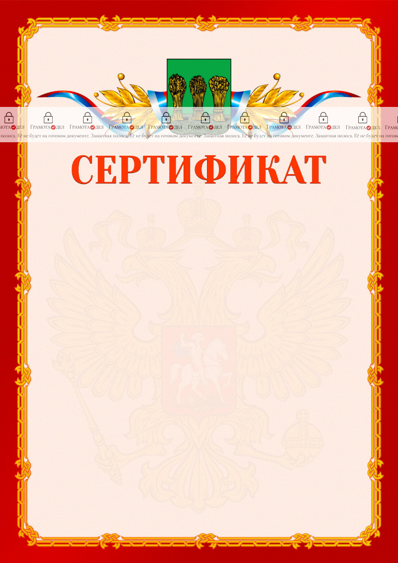 Шаблон официальнго сертификата №2 c гербом Пензы