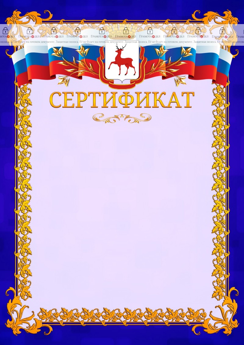 Шаблон официального сертификата №7 c гербом Нижнего Новгорода