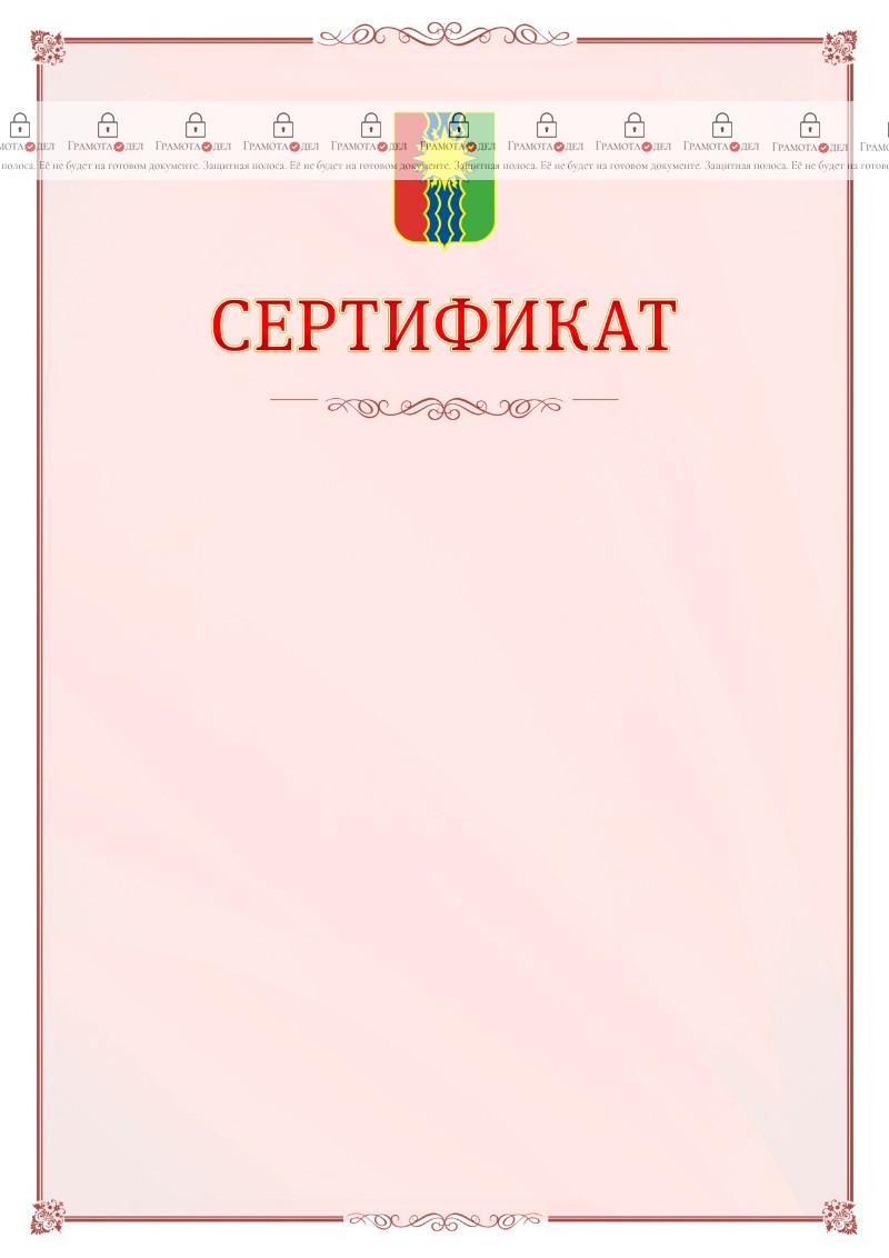 Шаблон официального сертификата №16 c гербом Братска