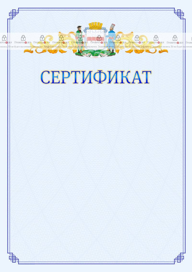 Шаблон официального сертификата №15 c гербом Омска