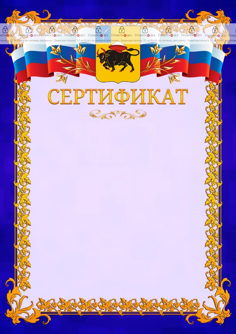 Шаблон официального сертификата №7 c гербом Энгельса