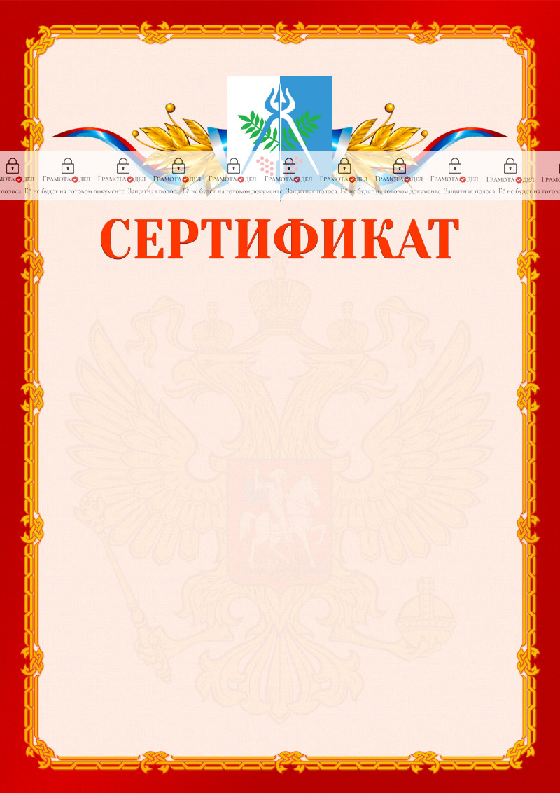 Шаблон официальнго сертификата №2 c гербом Ижевска