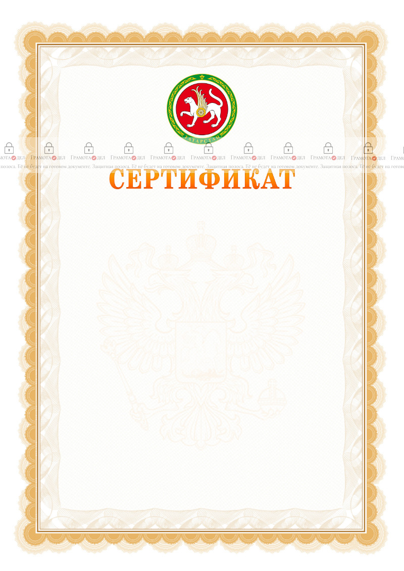 Шаблон официального сертификата №17 c гербом Республики Татарстан