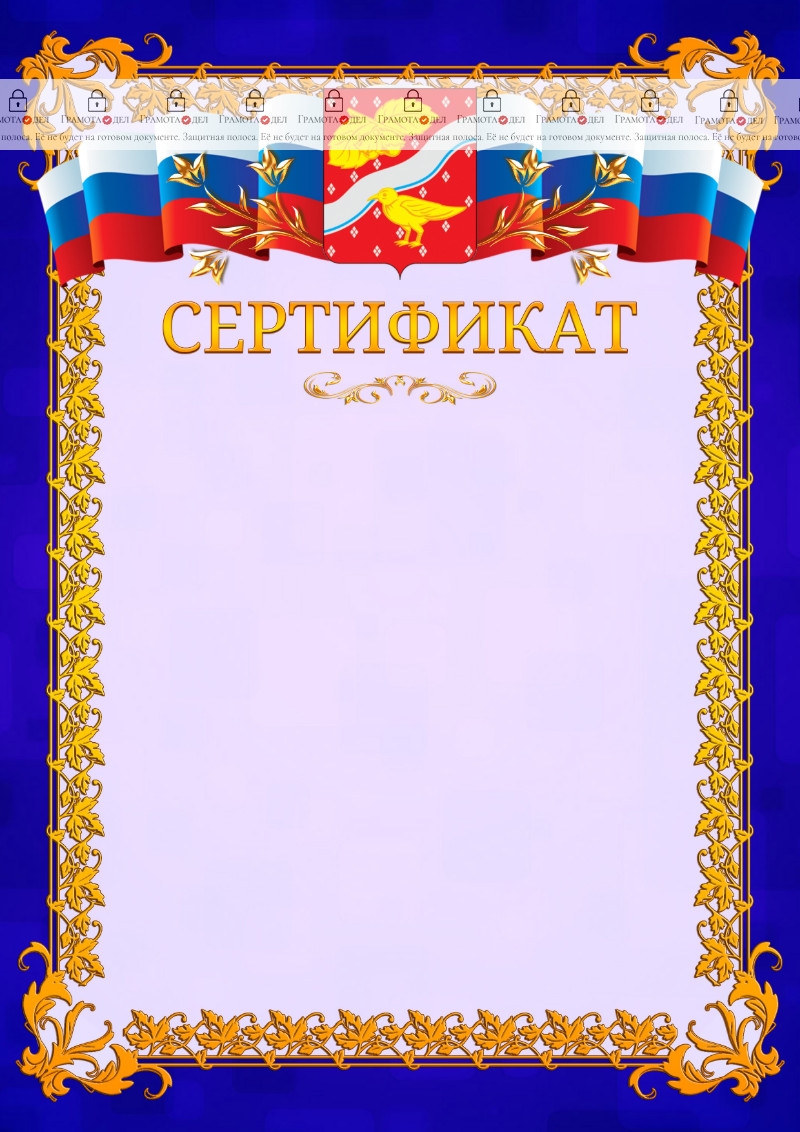 Шаблон официального сертификата №7 c гербом Орехово-Зуево