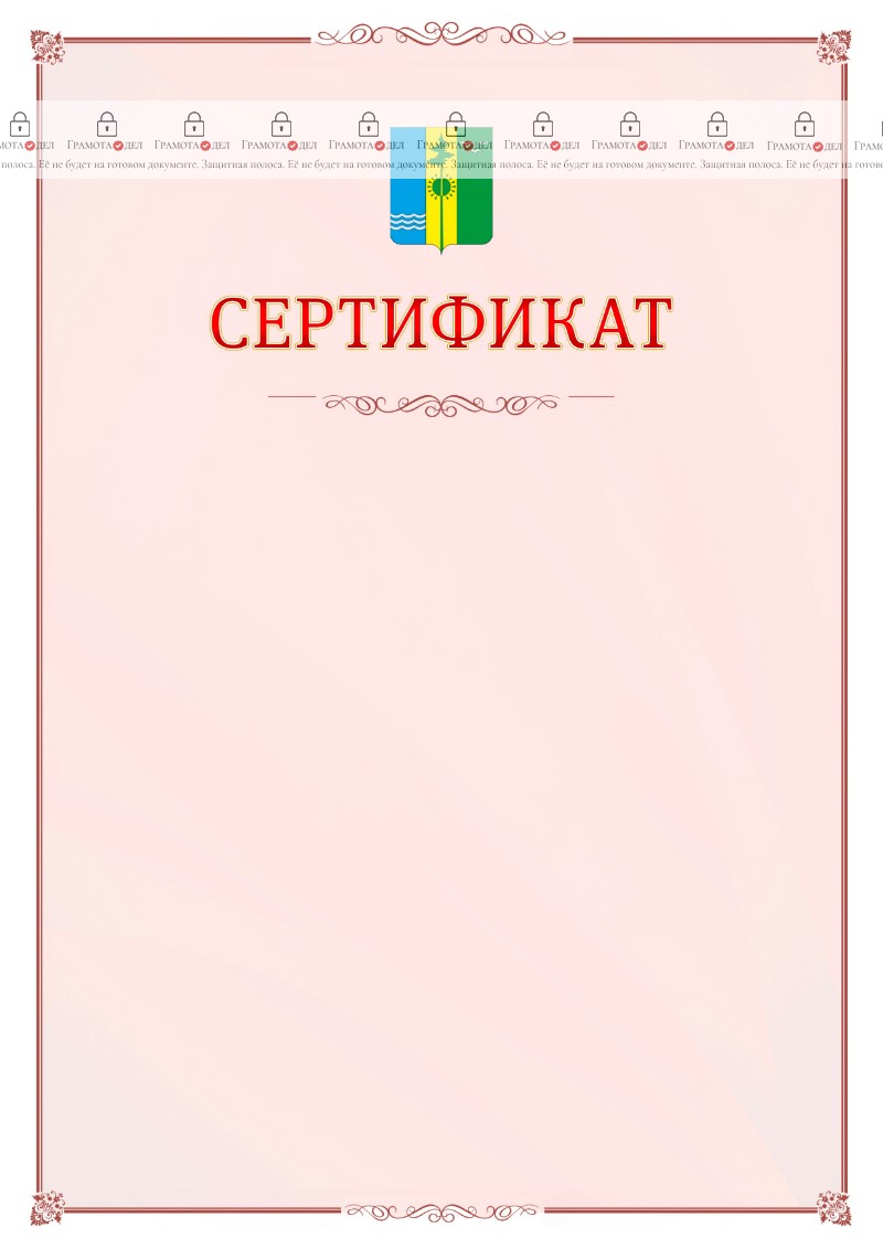 Шаблон официального сертификата №16 c гербом Нижнекамска