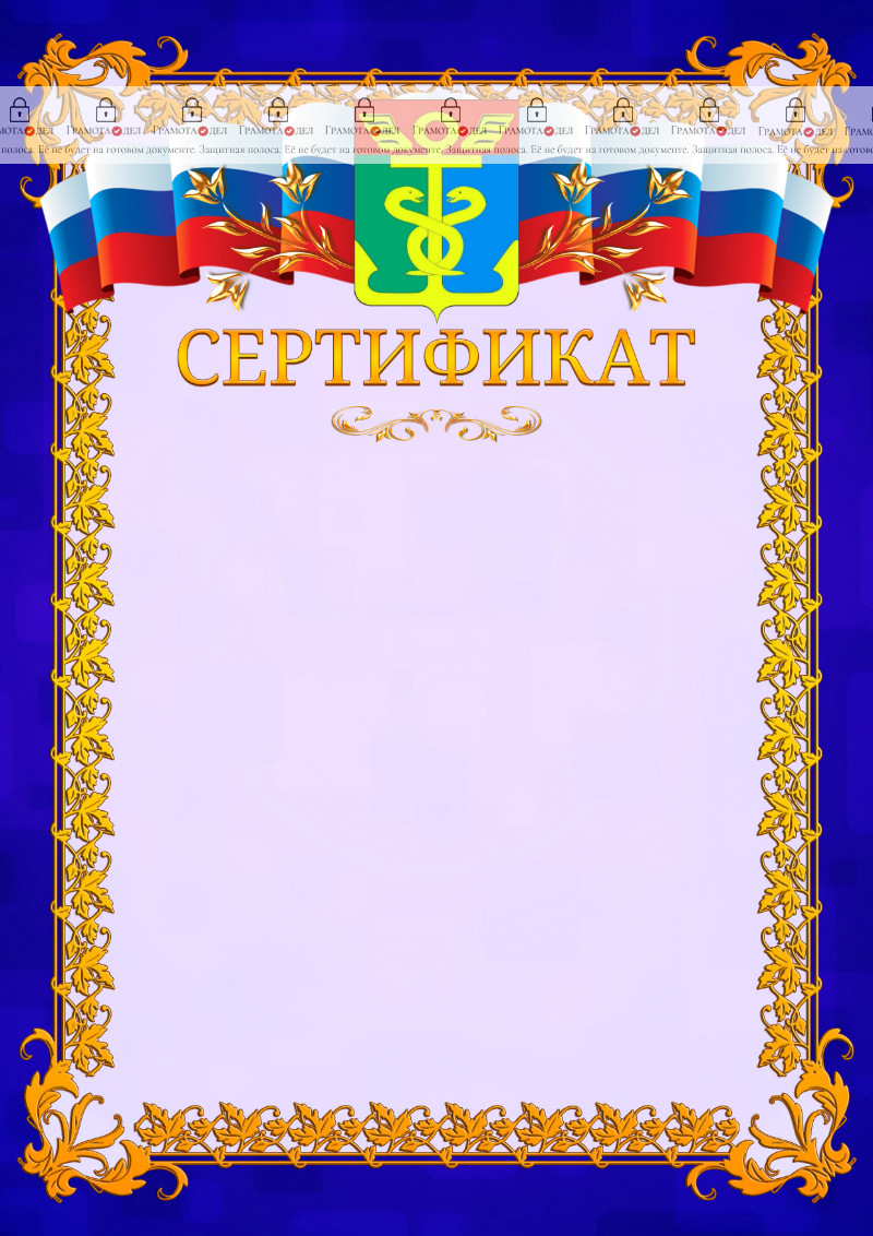 Шаблон официального сертификата №7 c гербом Находки