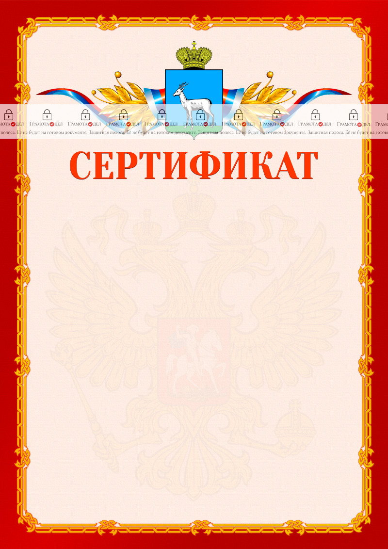 Шаблон официальнго сертификата №2 c гербом Самары