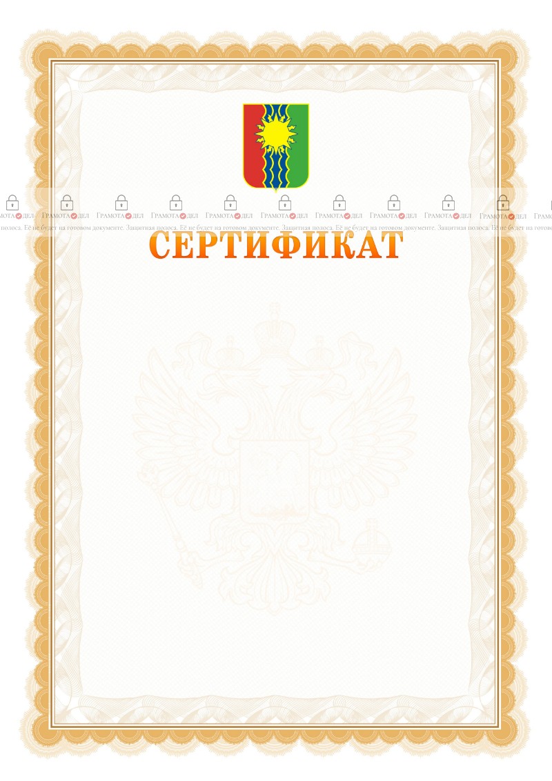 Шаблон официального сертификата №17 c гербом Братска