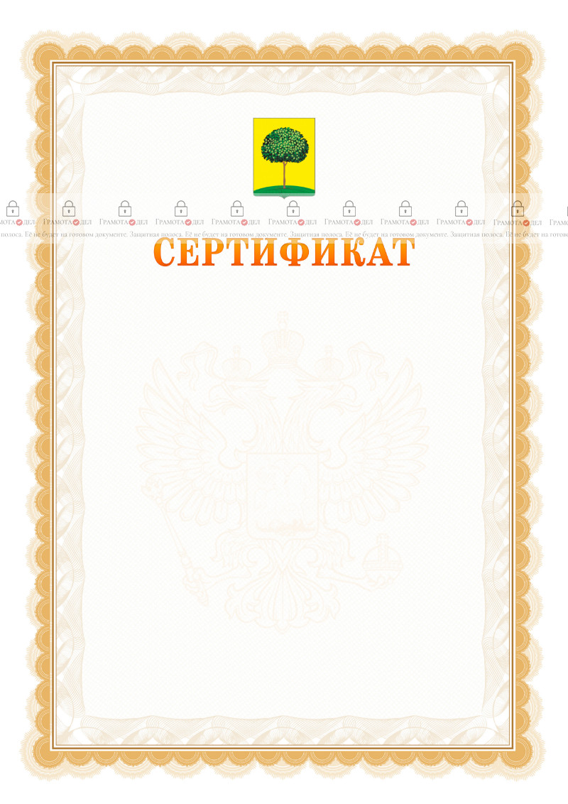 Шаблон официального сертификата №17 c гербом Липецка
