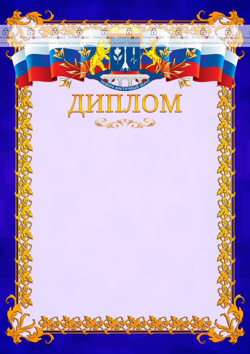Шаблон официального диплома №7 c гербом Северо-восточного административного округа Москвы