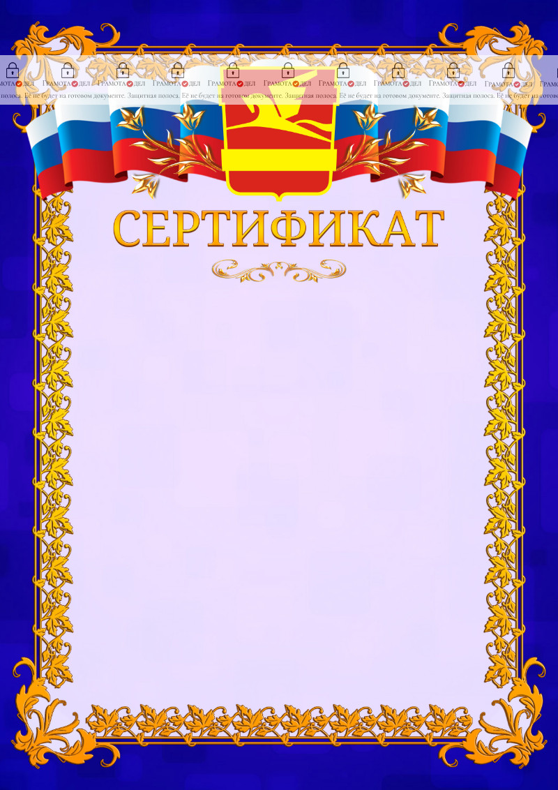 Шаблон официального сертификата №7 c гербом Златоуста