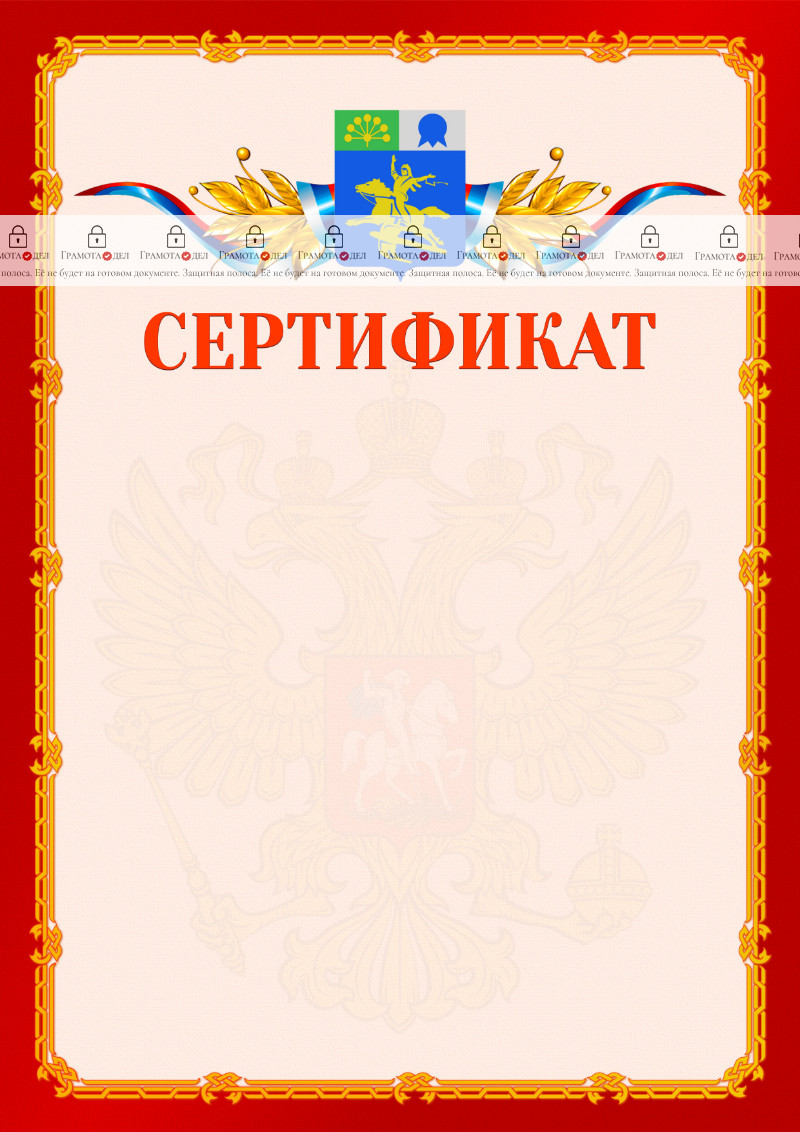 Шаблон официальнго сертификата №2 c гербом Салавата