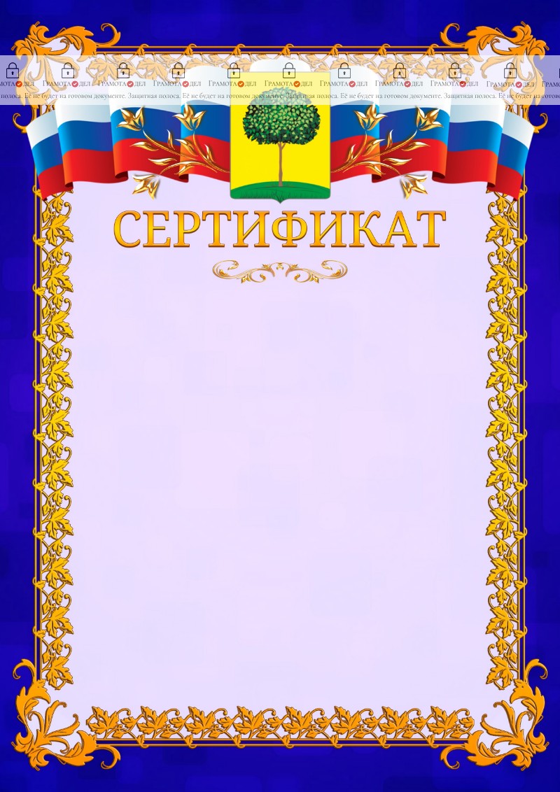 Шаблон официального сертификата №7 c гербом Липецка