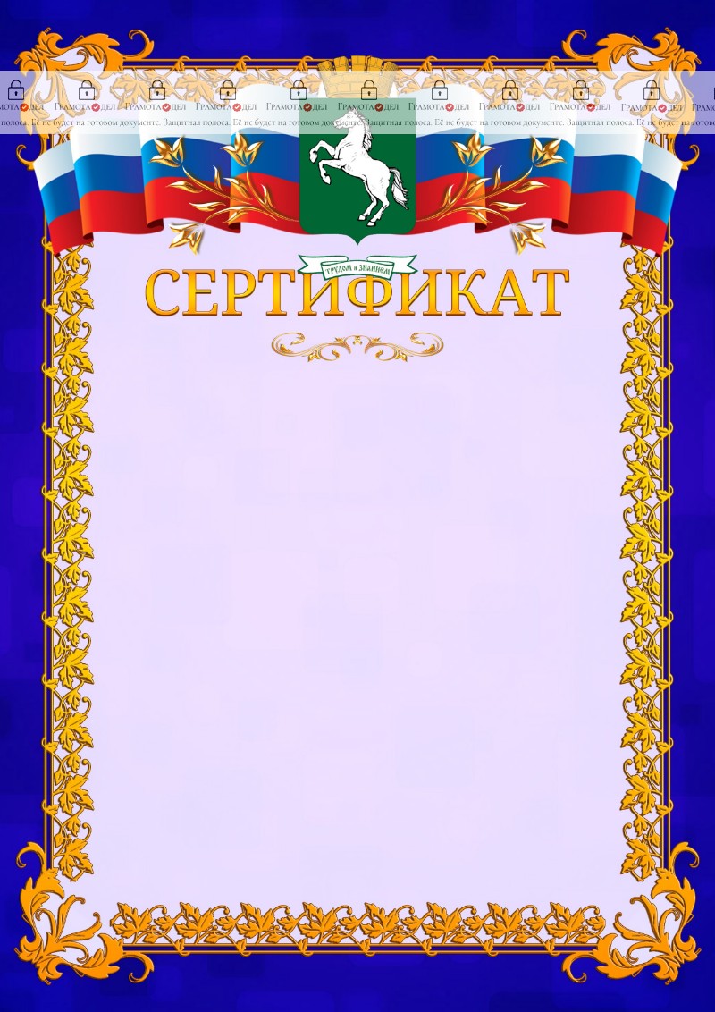Шаблон официального сертификата №7 c гербом Томска
