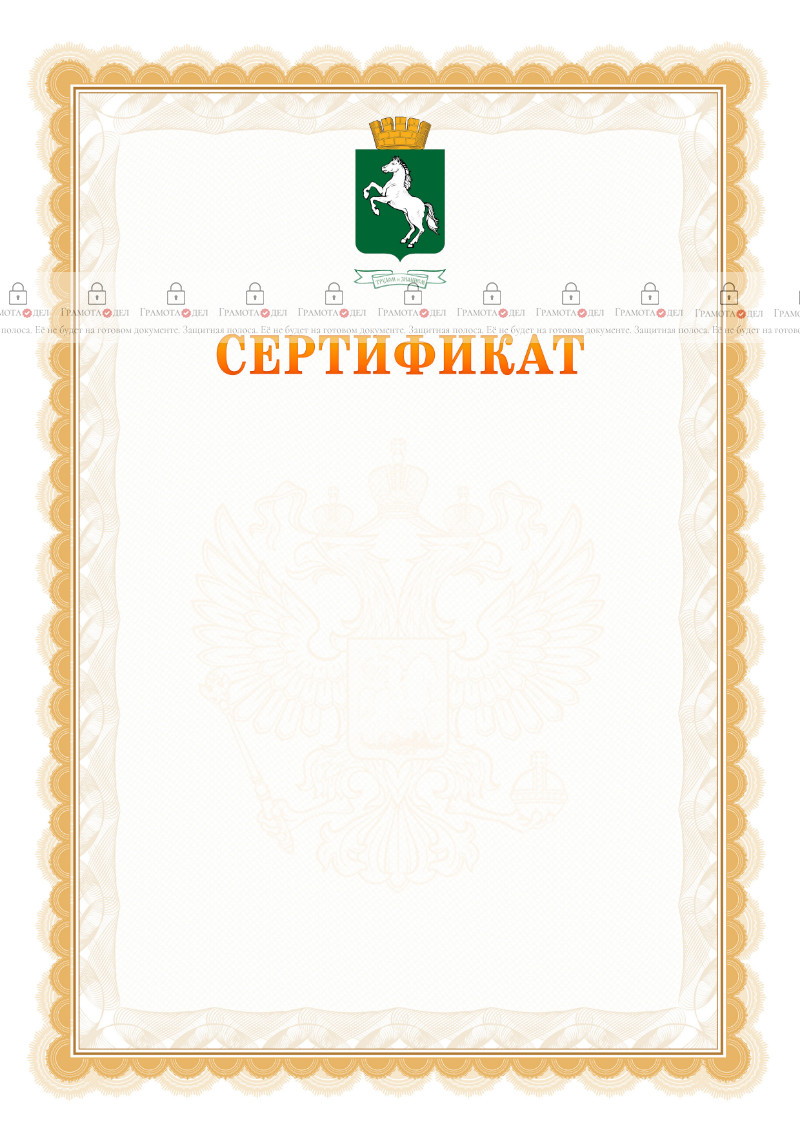 Шаблон официального сертификата №17 c гербом 