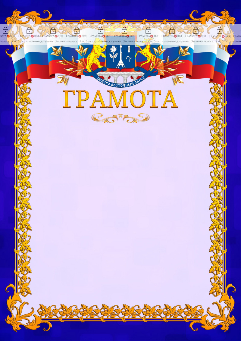 Шаблон официальной грамоты №7 c гербом Северо-восточного административного округа Москвы