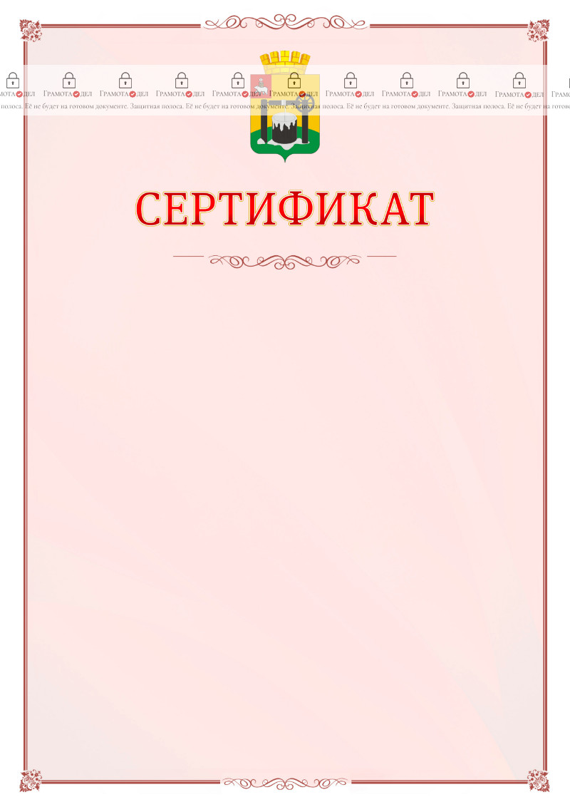 Шаблон официального сертификата №16 c гербом Соликамска