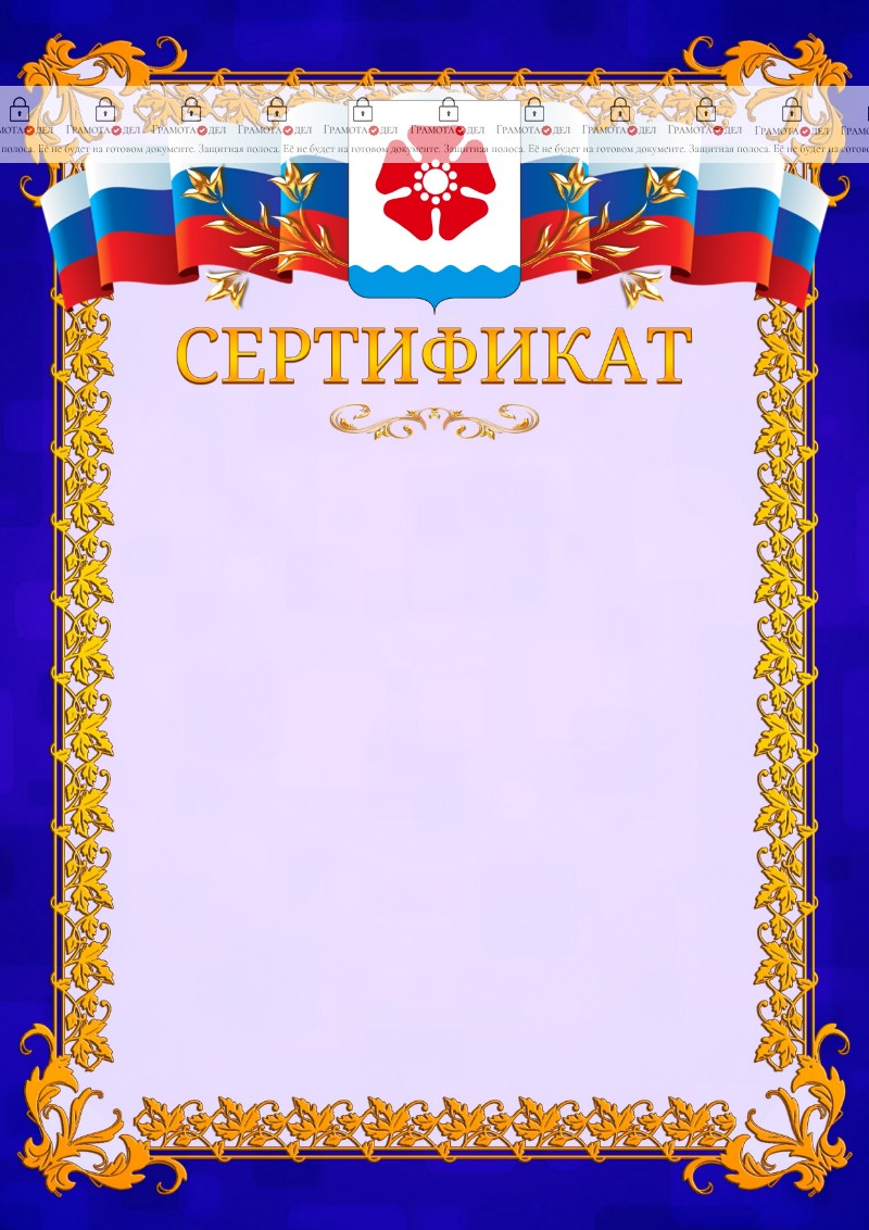 Шаблон официального сертификата №7 c гербом Северодвинска