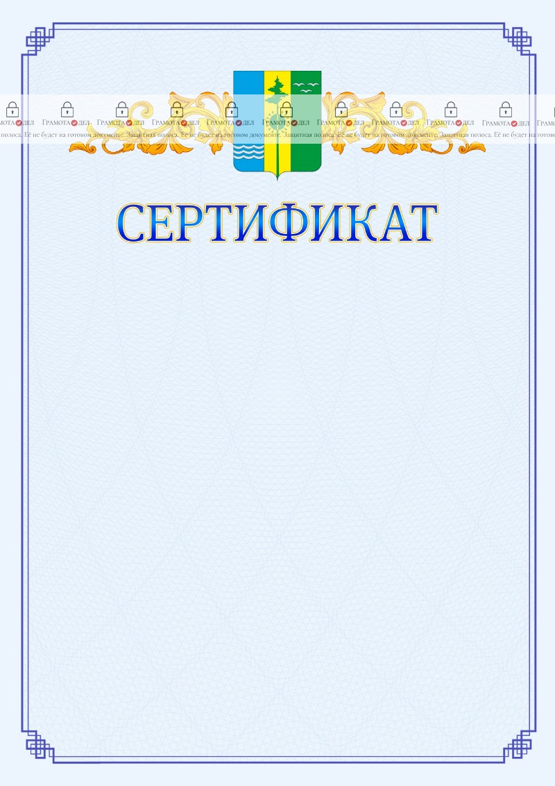 Шаблон официального сертификата №15 c гербом Нижнекамска