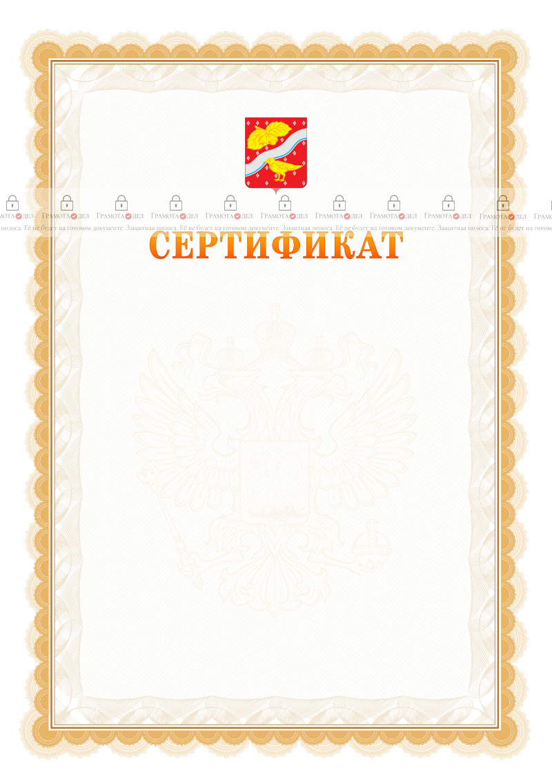 Шаблон официального сертификата №17 c гербом Орехово-Зуево
